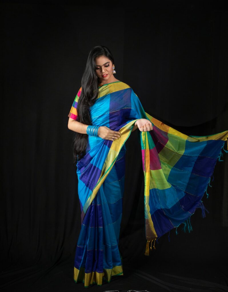 Royal Blue Jamdani Saree